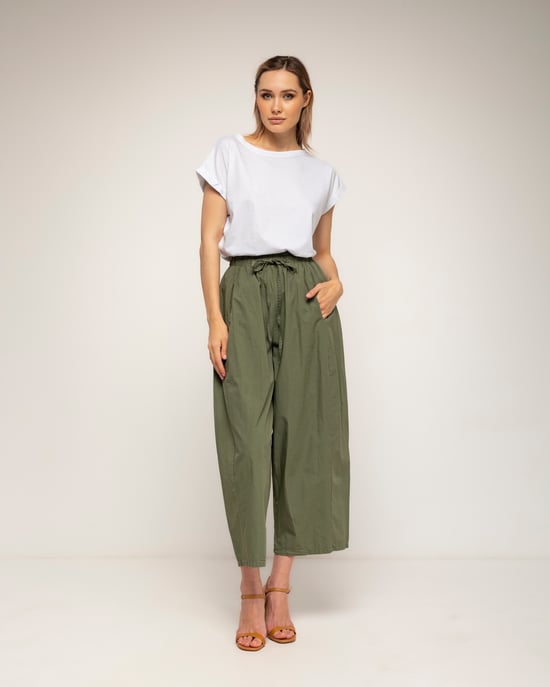 Rechte broek met zakken en elastische taille - Image 1