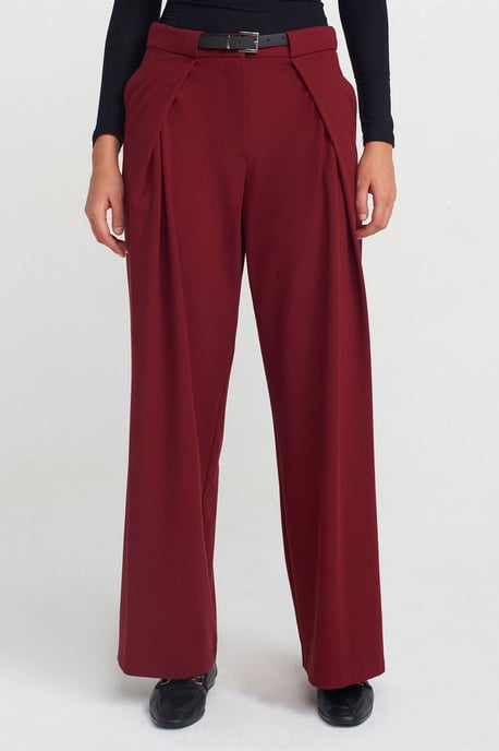 Vrouwen Wijde-Pijpen Crepe Broek Met Riem - Image 3