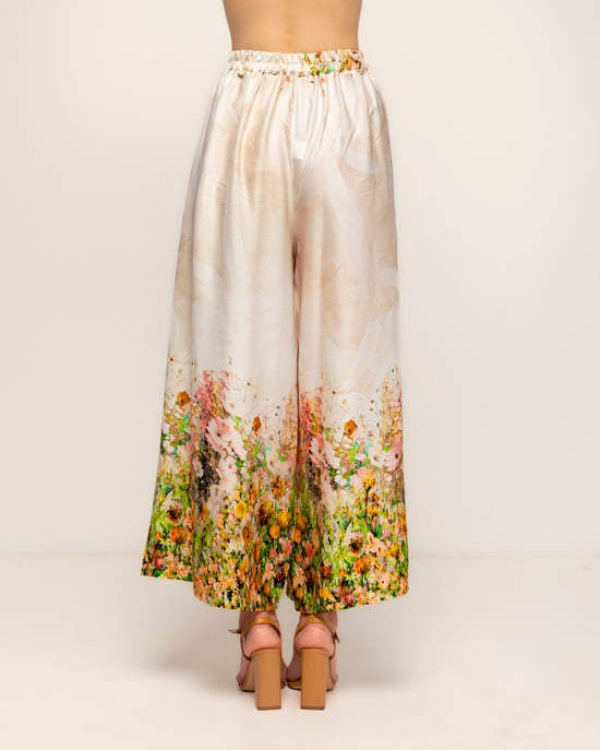 Bloemenprint pantalon met plooien, zakken, elastische taille aan de achterkant y een omslag - Image 3