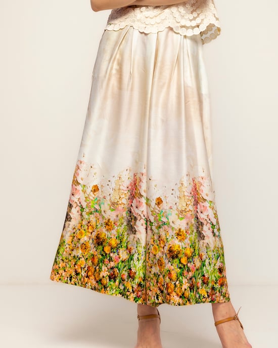 Bloemenprint pantalon met plooien, zakken, elastische taille aan de achterkant y een omslag - Image 4
