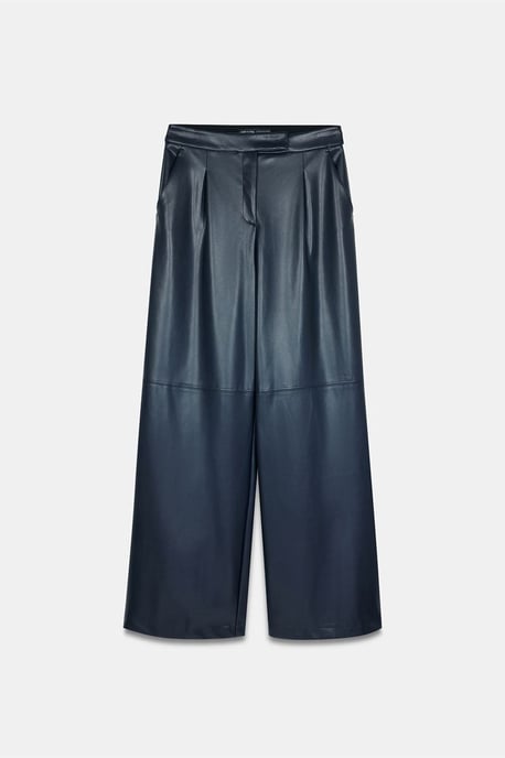 Hoge Taille Brede Pijpen Neplederen Broek - Image 4