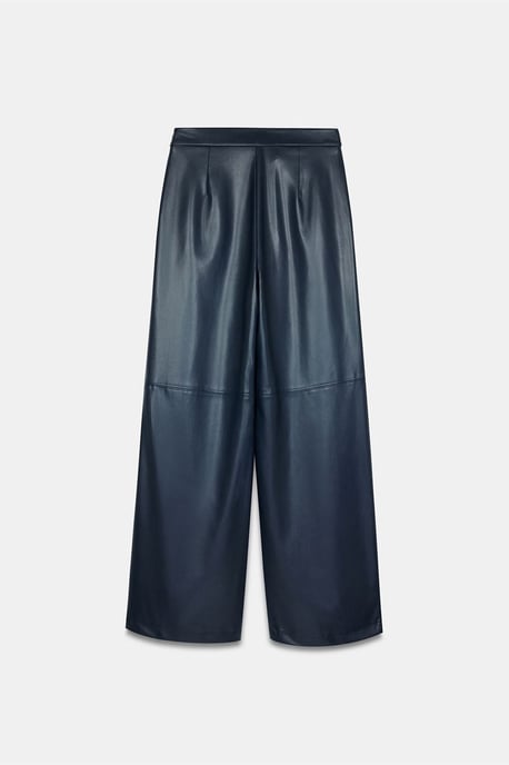 Hoge Taille Brede Pijpen Neplederen Broek - Image 5