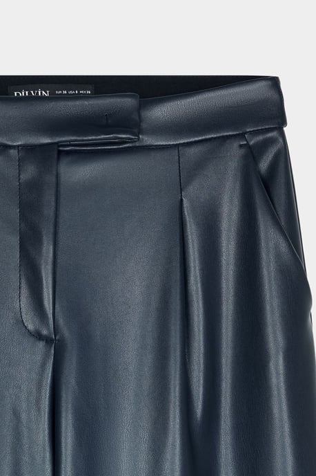 Hoge Taille Brede Pijpen Neplederen Broek - Image 6
