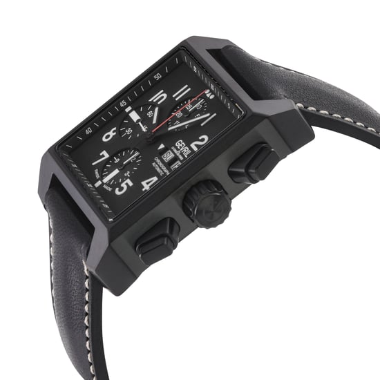 Gevril Men's Herald Square Chronograph IP/BLK Case, Black Dial, Black Handmade Italian Leather Strap Watch - Image 3