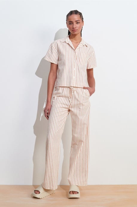 Dames Gestreepte Wijde Linnen Broek - Image 3
