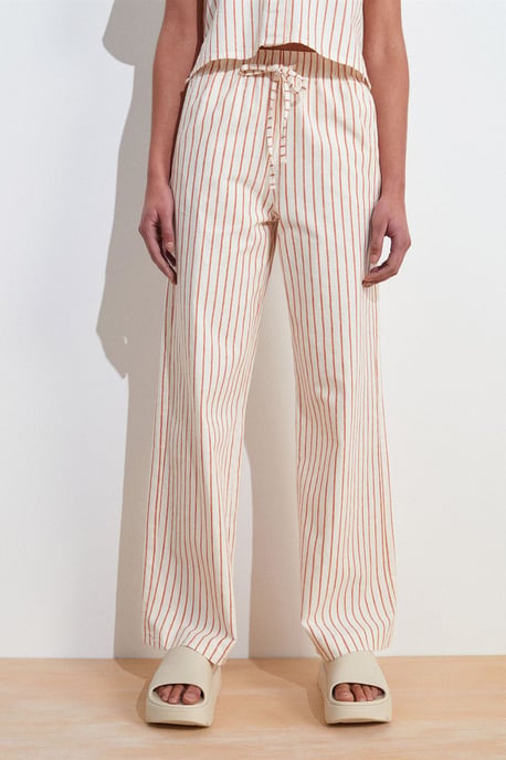 Dames Gestreepte Wijde Linnen Broek - Image 5
