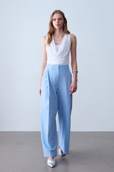 High-Waist Wide-Leg Crepe Trousers - Image 4