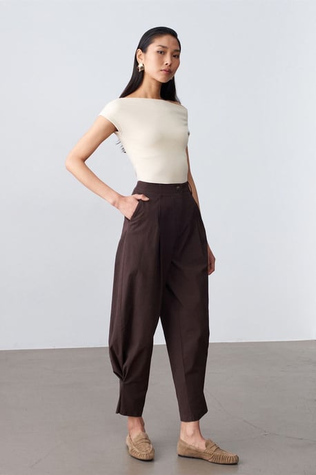 Dames Hoge Taille Wijde Broek van Poplin - Image 4