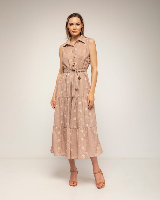 Midi-blousejurk met borduursels - Image 1