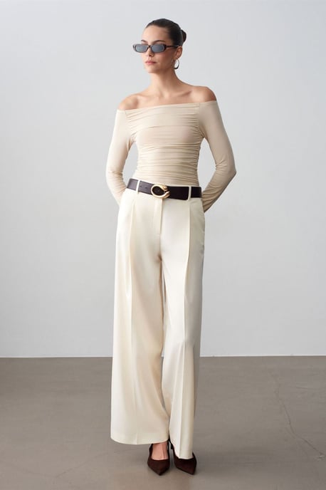 High-waist Wide-leg Crepe Trousers - Image 2