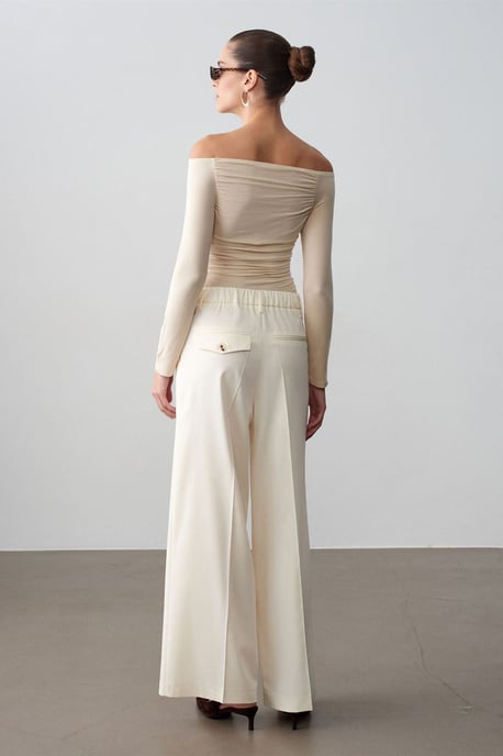 High-waist Wide-leg Crepe Trousers - Image 3