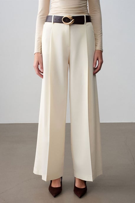 High-waist Wide-leg Crepe Trousers - Image 4