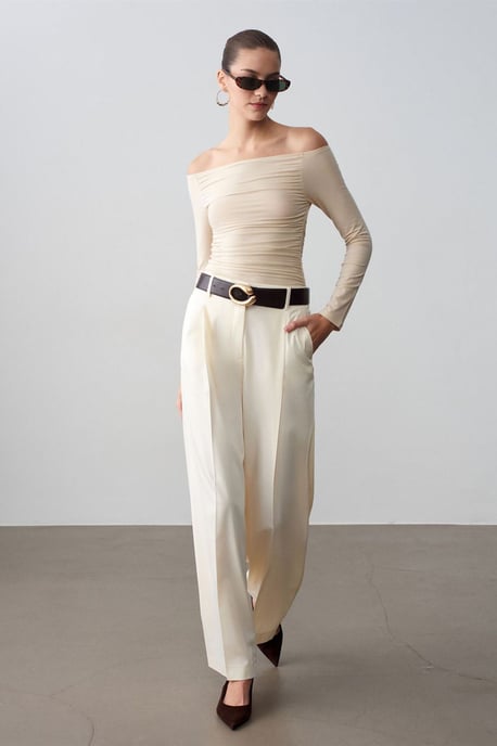 High-waist Wide-leg Crepe Trousers - Image 5