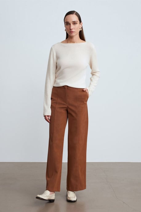 Hoge Taille Wijde Boucle Fake Suède Broek - Image 1