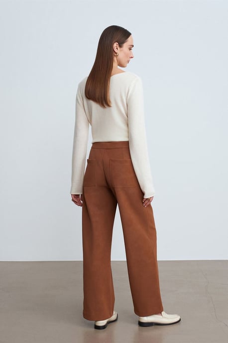 Hoge Taille Wijde Boucle Fake Suède Broek - Image 2