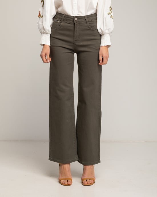 Basic wide leg jeans met een hoge taille. - Image 2
