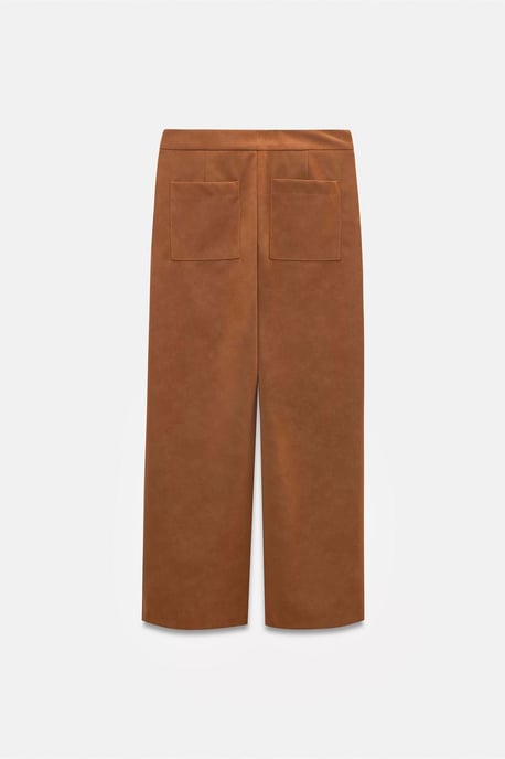 Hoge Taille Wijde Boucle Fake Suède Broek - Image 4