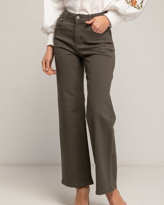 Basic wide leg jeans met een hoge taille. - Image 4
