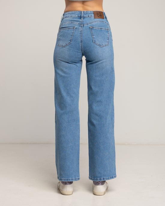 Wide leg basic high waisted jeans - Image 3