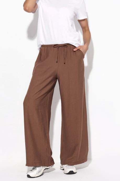 Wijde Pantalon met Elastische Taille en Zakjes - Image 1