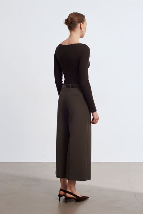 Hoogwaisted Gecurvde Culottes met Ceintuurlint - Image 2