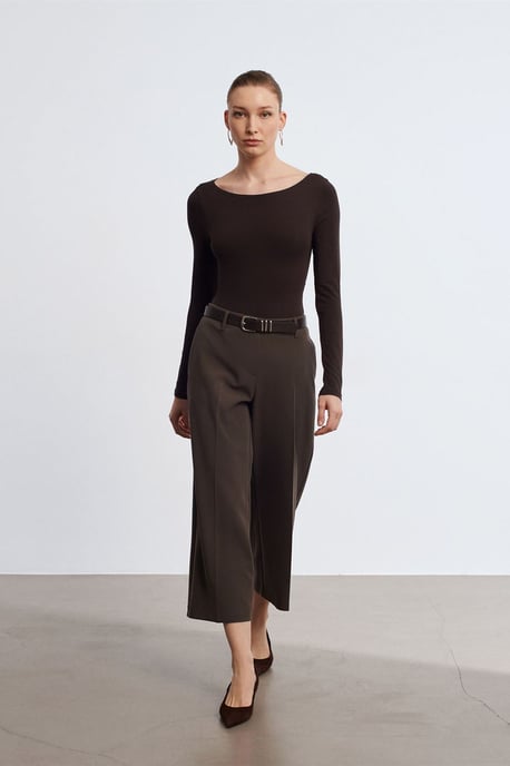 Hoogwaisted Gecurvde Culottes met Ceintuurlint - Image 4