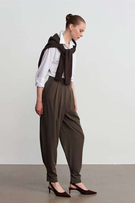 Women’s High-Waist Wide-Leg Crepe Trousers - Image 3