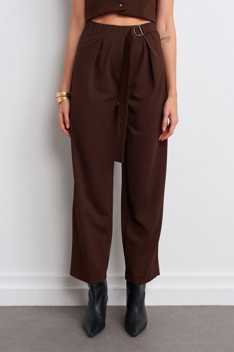 Hoge Taille Wijde Pijpen Crepe Broek - Image 4