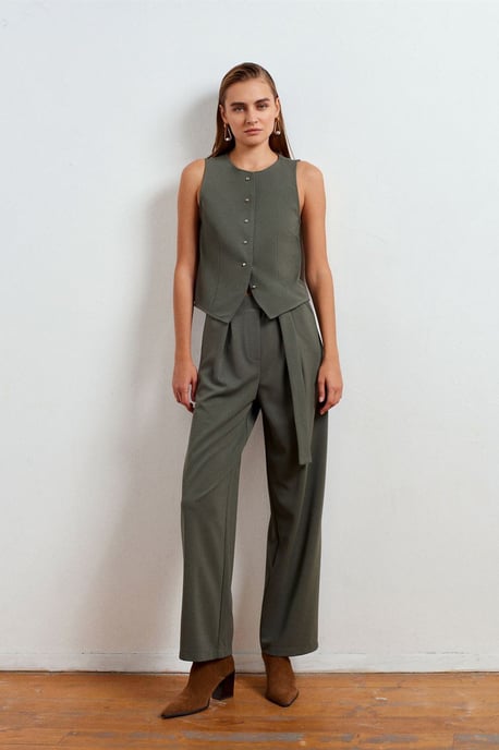 Hoge taille wijde pijpen crêpe broek - Image 3