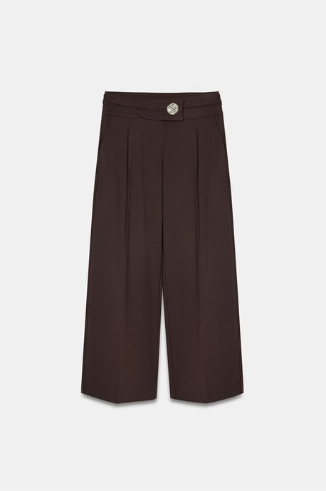 Högmidjade vida crepebyxor - Image 5