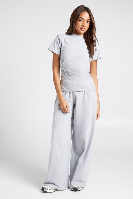 Shoulder Pad Ruched T-Shirt Straight Leg Trouser Co-ord - Image 2