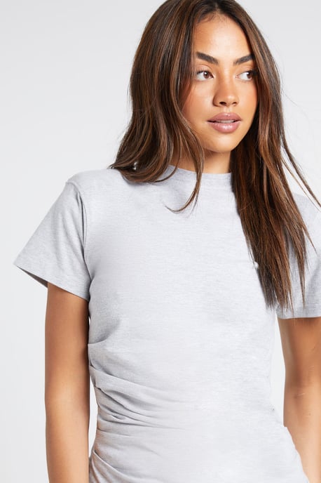Shoulder Pad Ruched T-Shirt Straight Leg Trouser Co-ord - Image 3