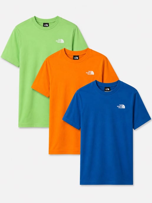 3 Pack The North Face Mens Simple Dome T Shirt in Blue / Orange / Meta Lime - Image 1