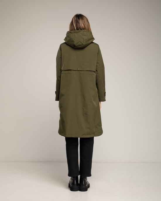 Lange trenchcoat met capuchon, ritssluiting, ritsdetails aan de zijkanten en een verstelbare taille - Image 3