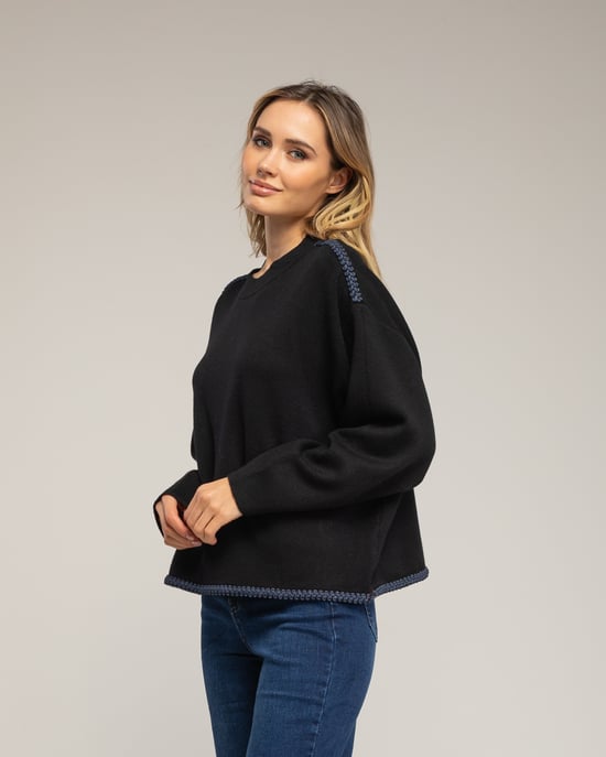 Oversized gebreide trui met stikseldetails aan de zoom en op de schouders. - Image 3