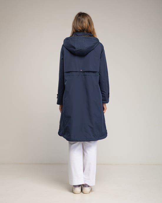 Lange trenchcoat met capuchon, ritssluiting, ritsdetails aan de zijkanten en een verstelbare taille - Image 3