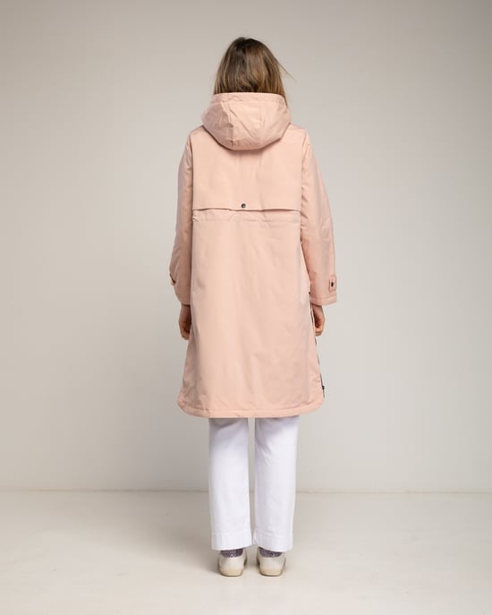Lange trenchcoat met capuchon, ritssluiting, ritsdetails aan de zijkanten en een verstelbare taille - Image 3