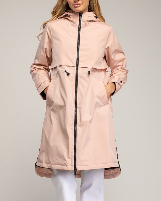 Lange trenchcoat met capuchon, ritssluiting, ritsdetails aan de zijkanten en een verstelbare taille - Image 4