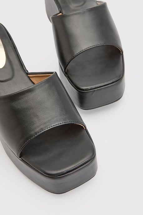 Faith: Bethanie Faux Leather High Wedge Sandals - Image 3