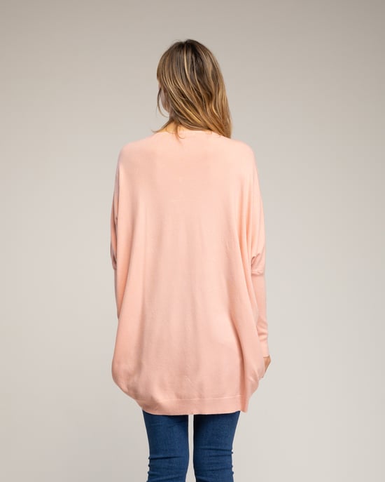 Lång oversize-stickad tröja med påsydda tygstjärnor och strass - Image 2