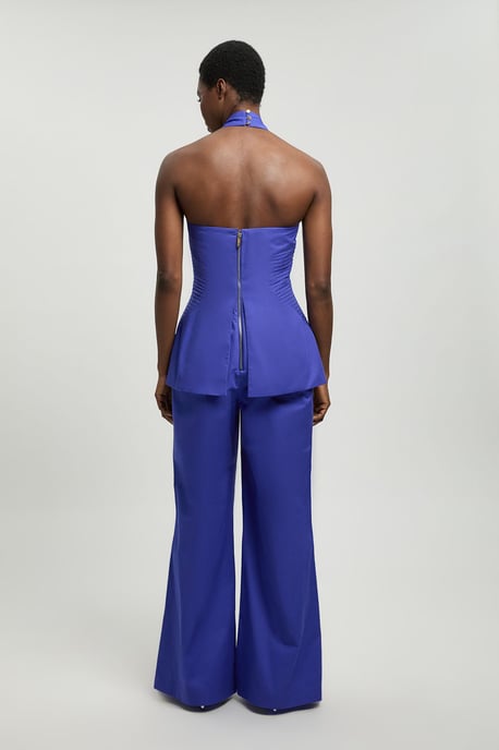 Tailored Cotton Sateen Halter Jumpsuit - Image 3