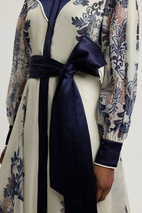 Scarf Print Organdie And Satin Mix Maxi Dress - Image 2
