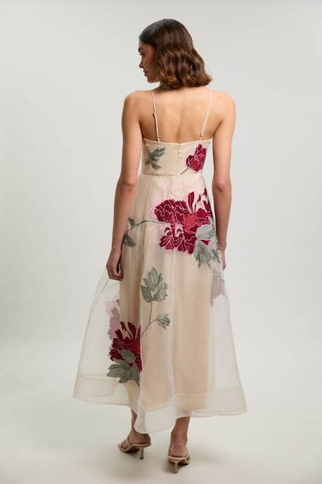 Floral Embroidered Organza Bandeau Dress - Image 3