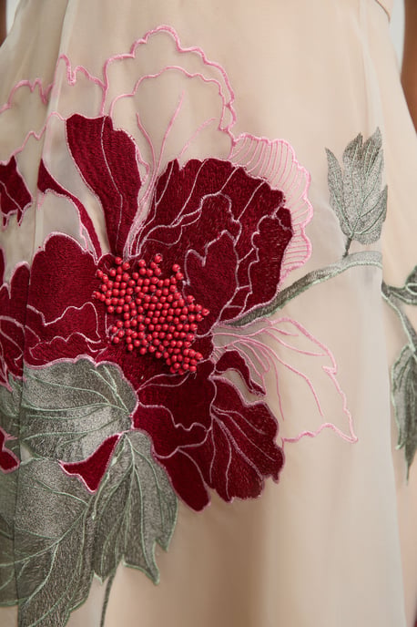 Floral Embroidered Organza Bandeau Dress - Image 4