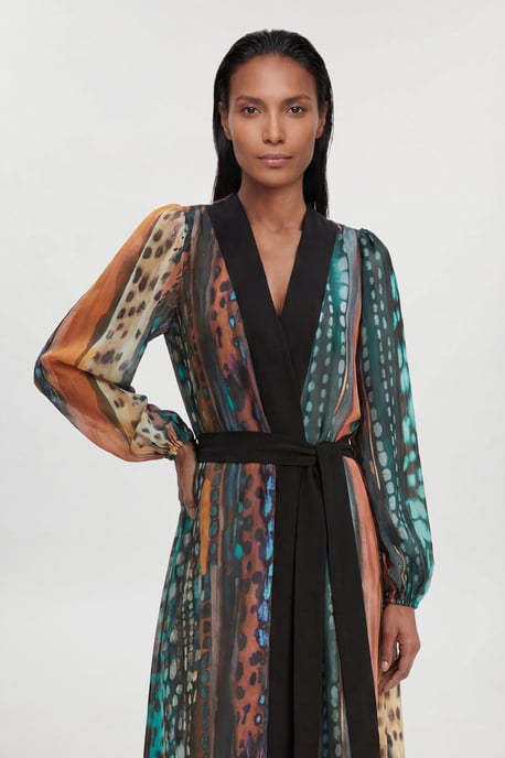 Linear Animal Printed Beach Cover Up - Image 4