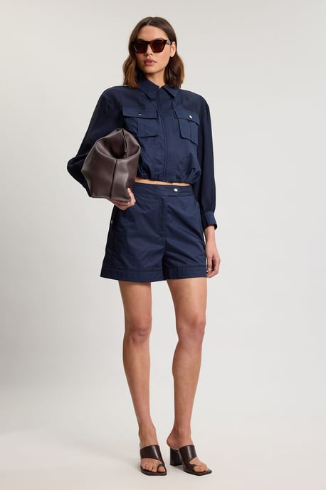Utility Organdie Cropped Pocket Detail Bomber Jacket - Image 4