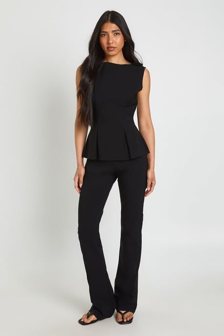 Tall Stretch High Waisted Flared Trousers - Image 1
