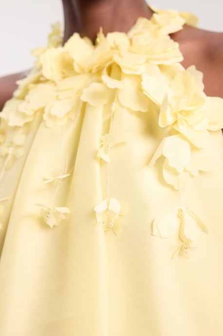 Floral Applique Woven Halter Woven Blouse - Image 3