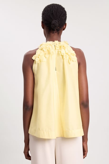 Floral Applique Woven Halter Woven Blouse - Image 4