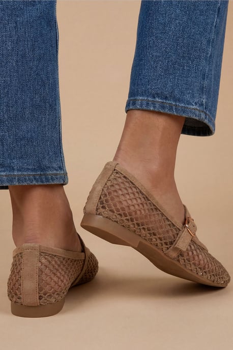 Tilly Mesh Mary-Jane Faux Leather Ballet Pumps - Image 2